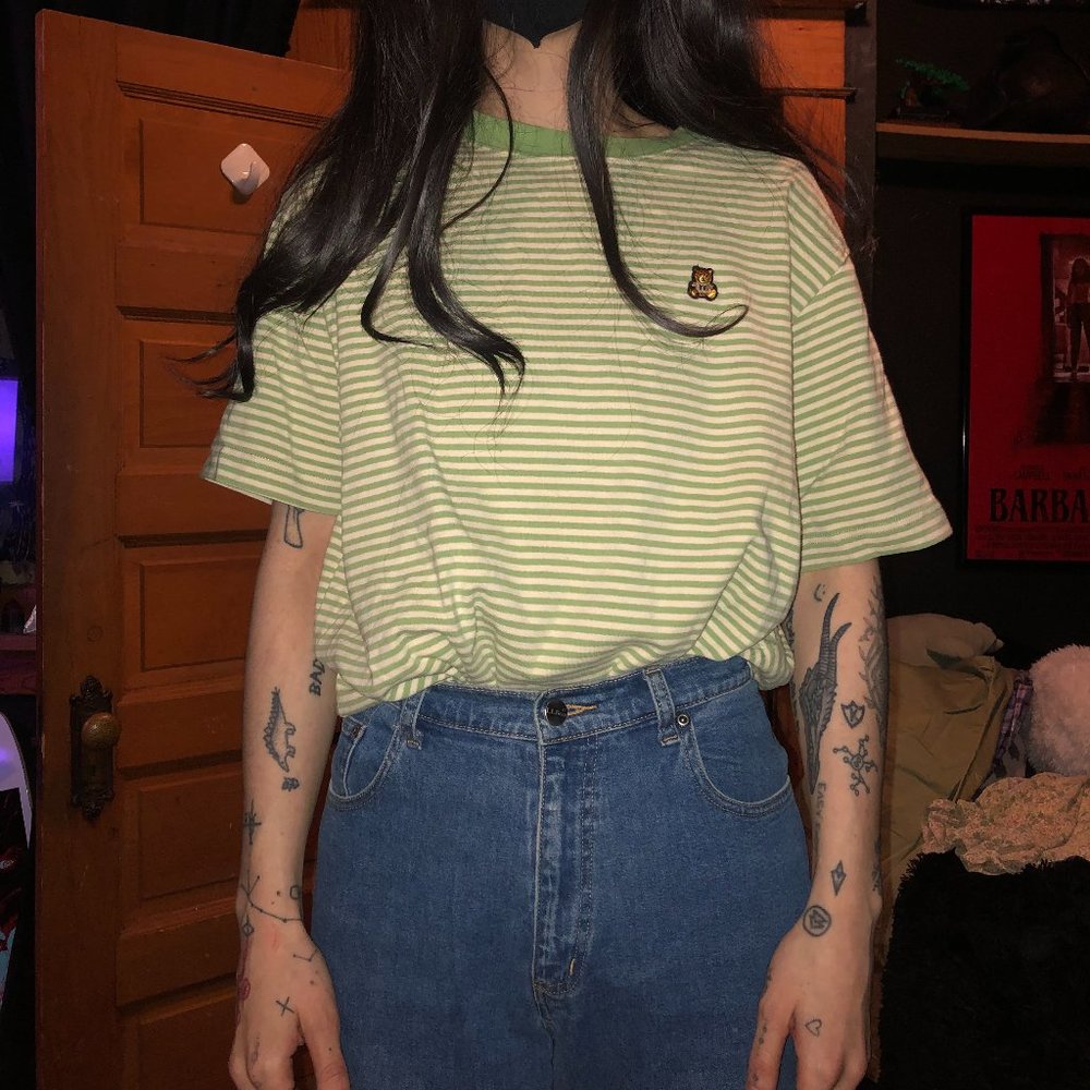 Teddy Fresh - Stripe Tee Shirt - Green - Unisex Size M